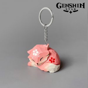 Genshin Impact Keychain Yae Miko Wooden Fox Toy Gifts-1